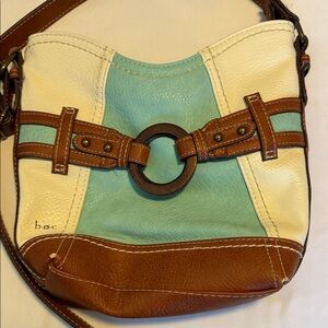 b.o.c. Cream, Brown, and Blue Shoulder Bag
